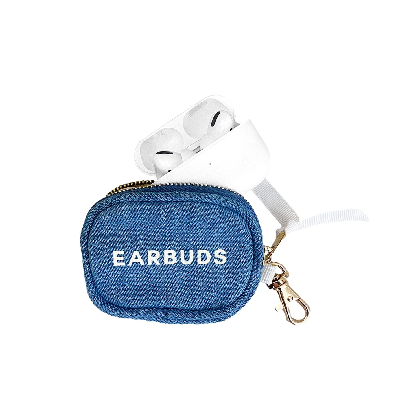 Earbuds/Airpods Case with Clasp, Denim